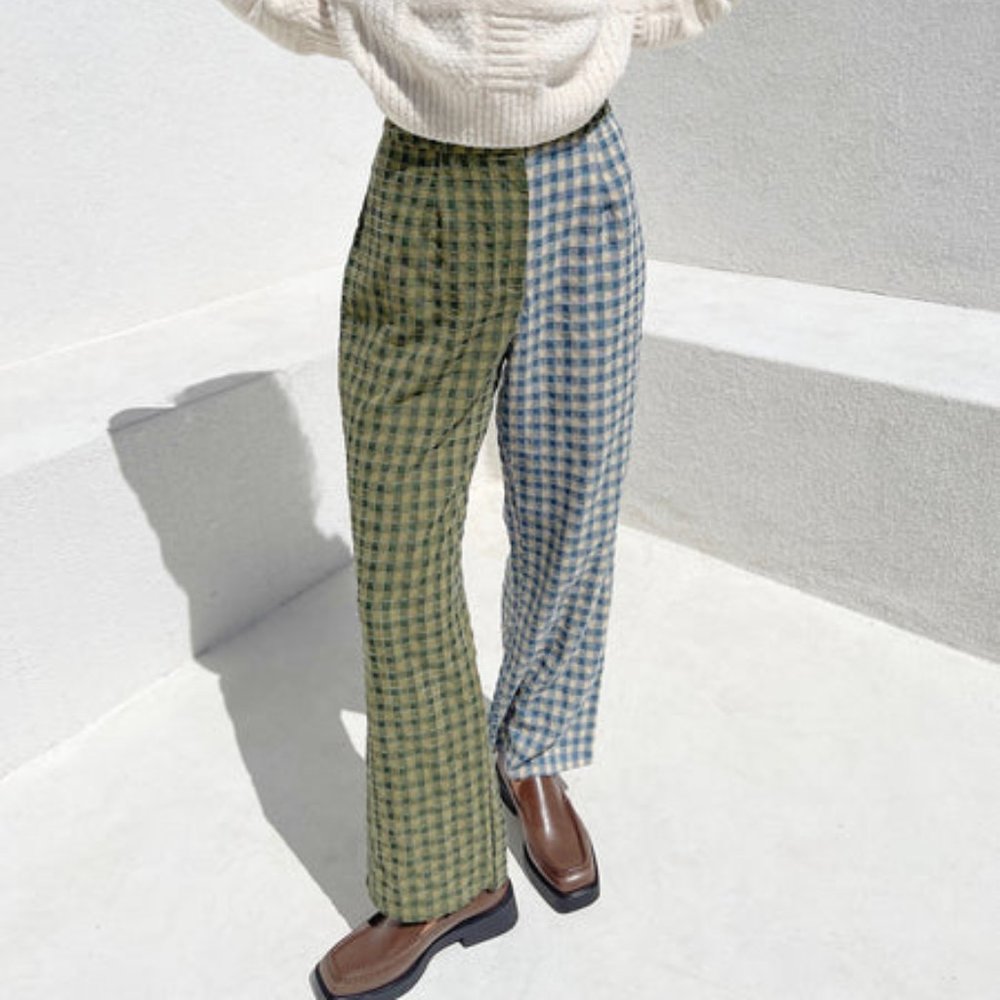 Lisa Says Gah - Diane Trouser - Green/Blue Gingham